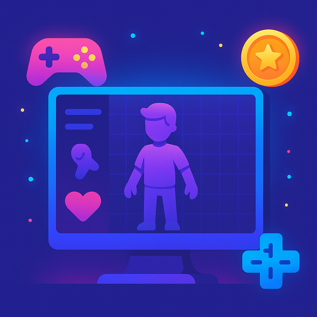 Game development service icon representing coding and programming