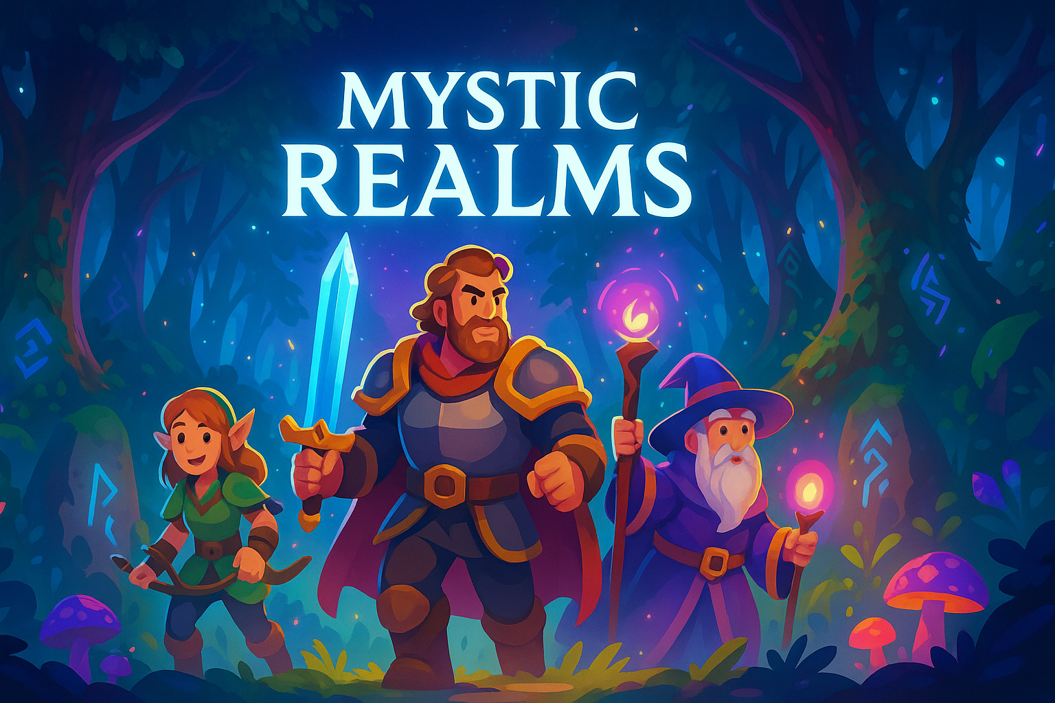 Mystic Realms game cover showing fantasy RPG elements