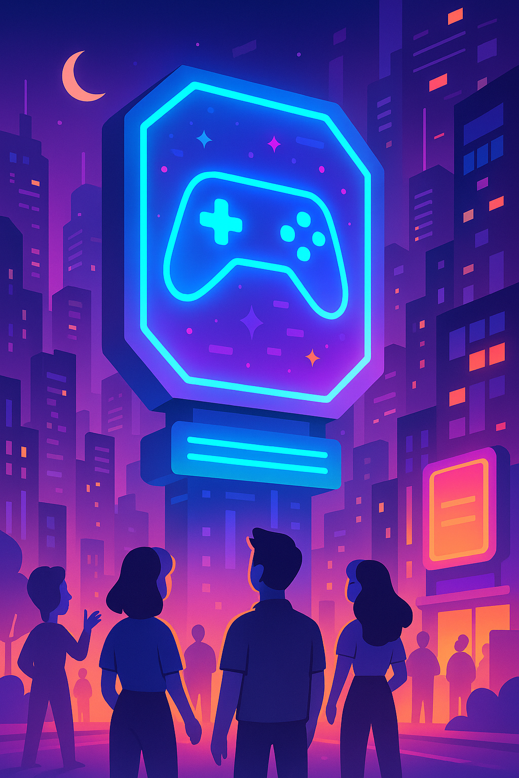 Cyberpunk City game cover showing futuristic urban elements